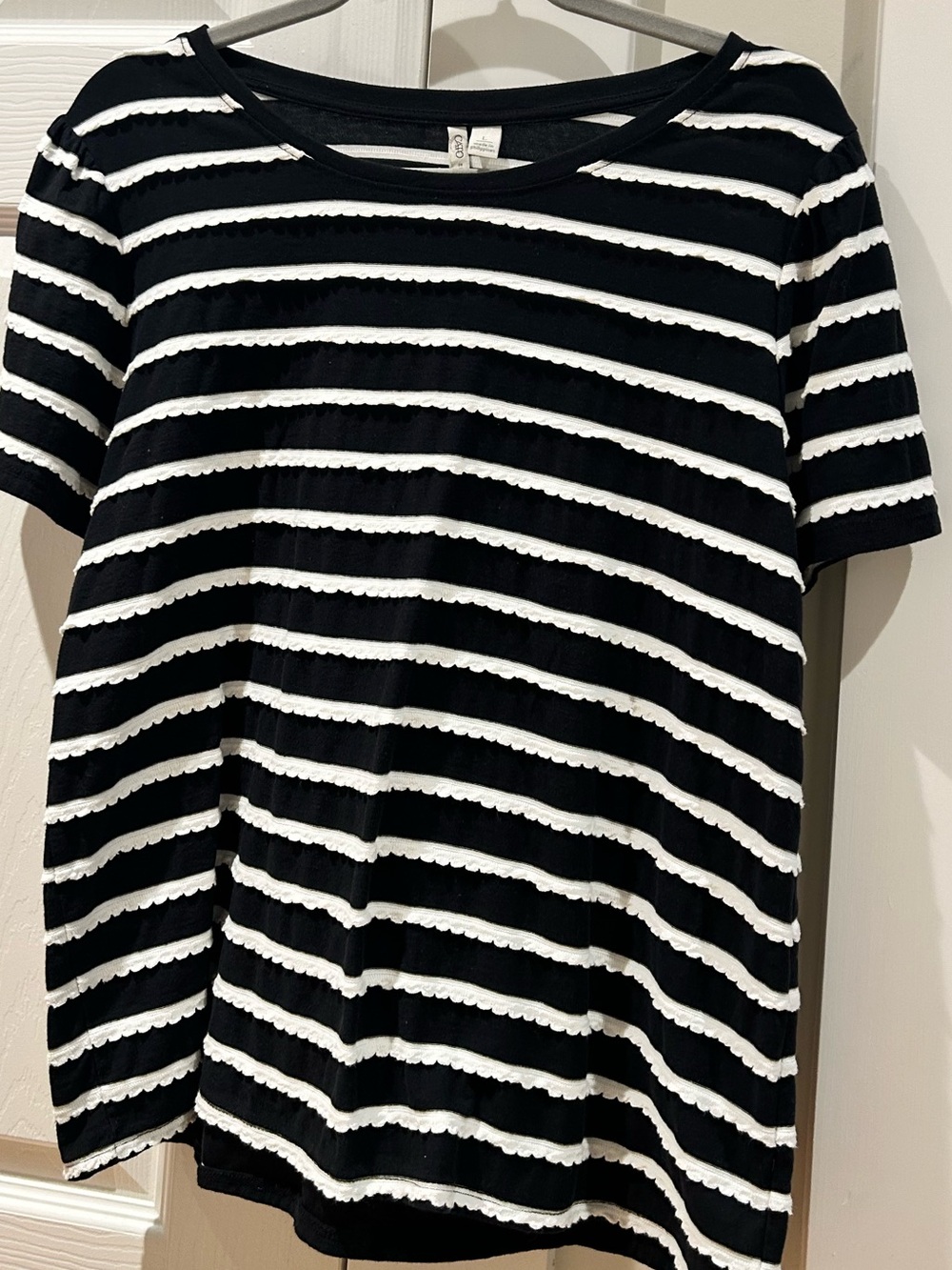 Cato Black and White Striped Short Sleeve Tee